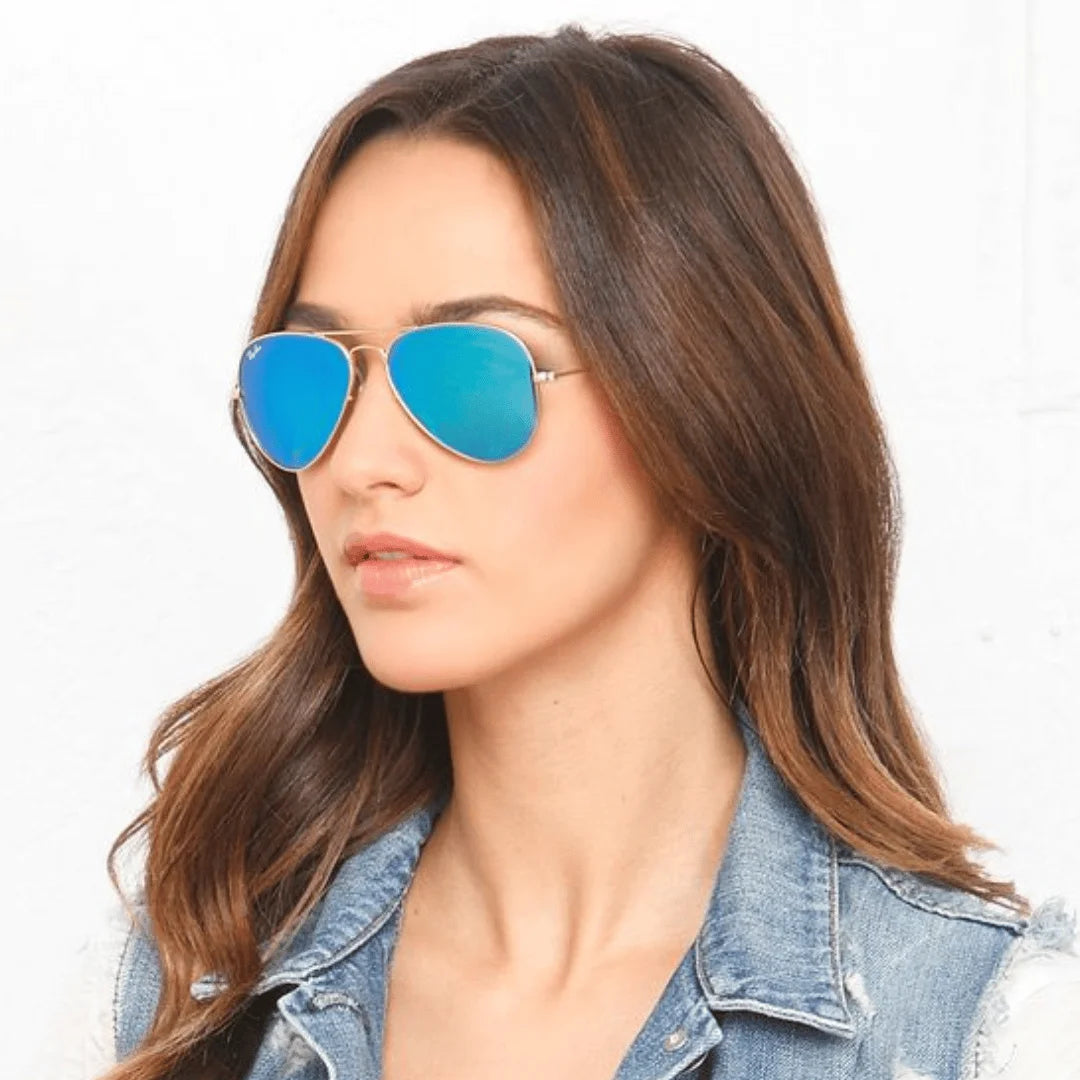 Lentes de sol Rb3025 112/4L Aviator Azul Espejo Polarizado Dorado