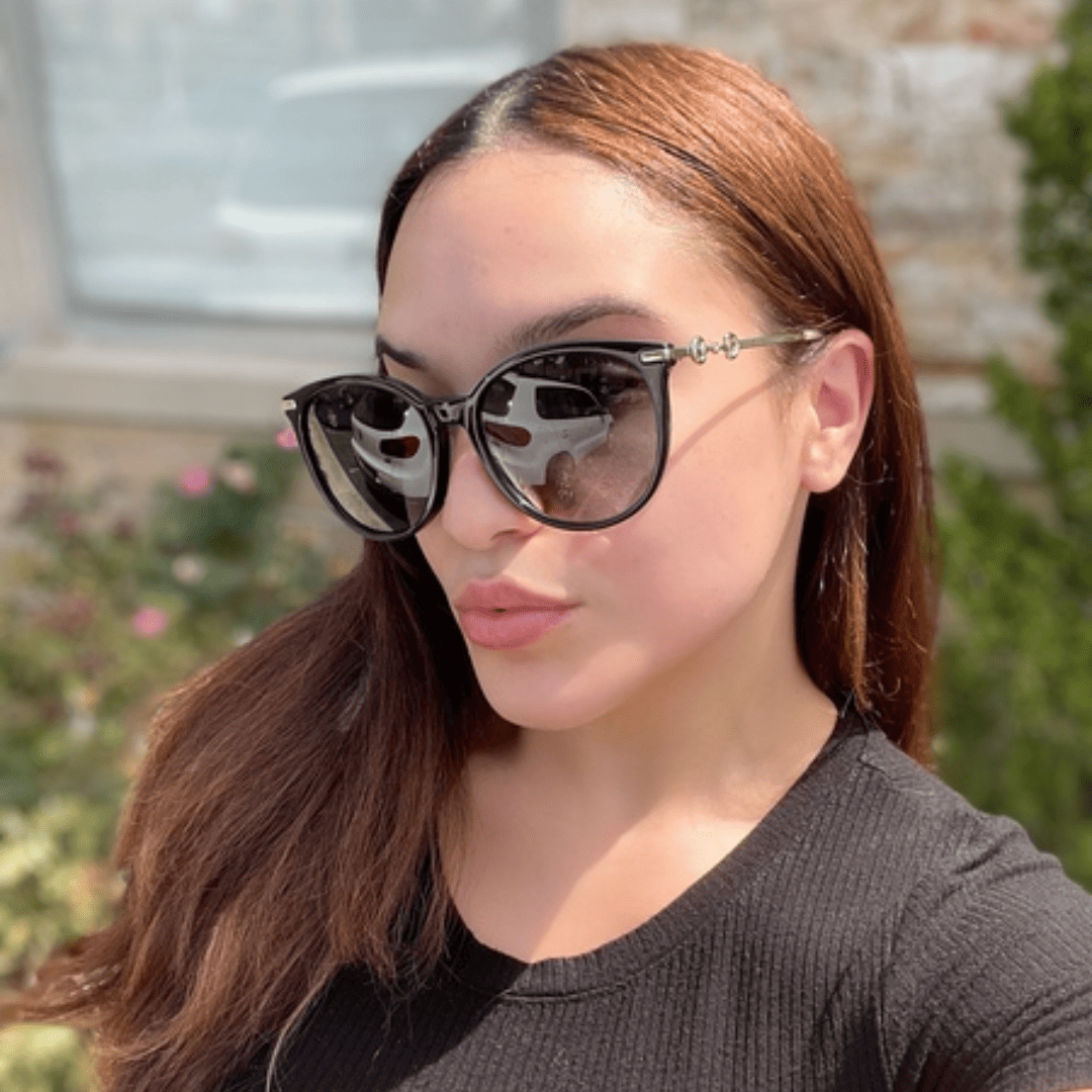 Lentes de sol GG0885SA 001 Round Shape Negro Degradado Dorado
