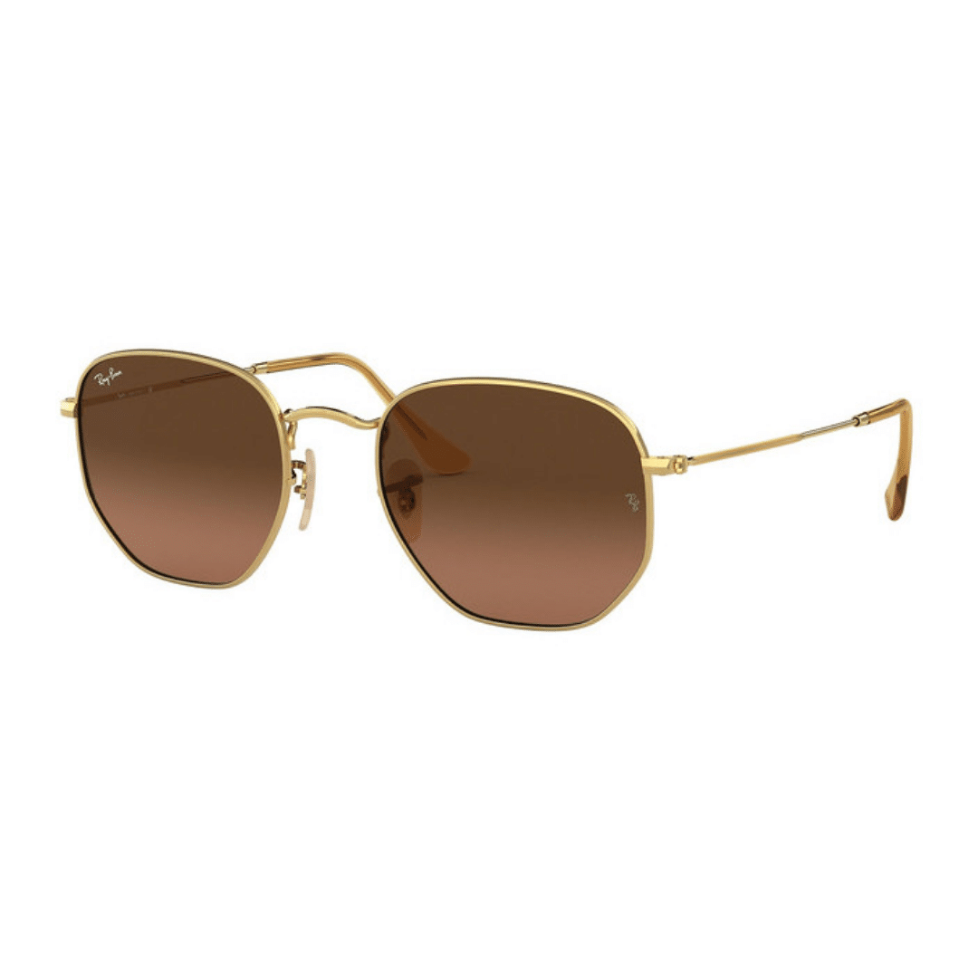Lentes de sol RB3548N 912443 Hexagonal Flat Dorado Café Degradado