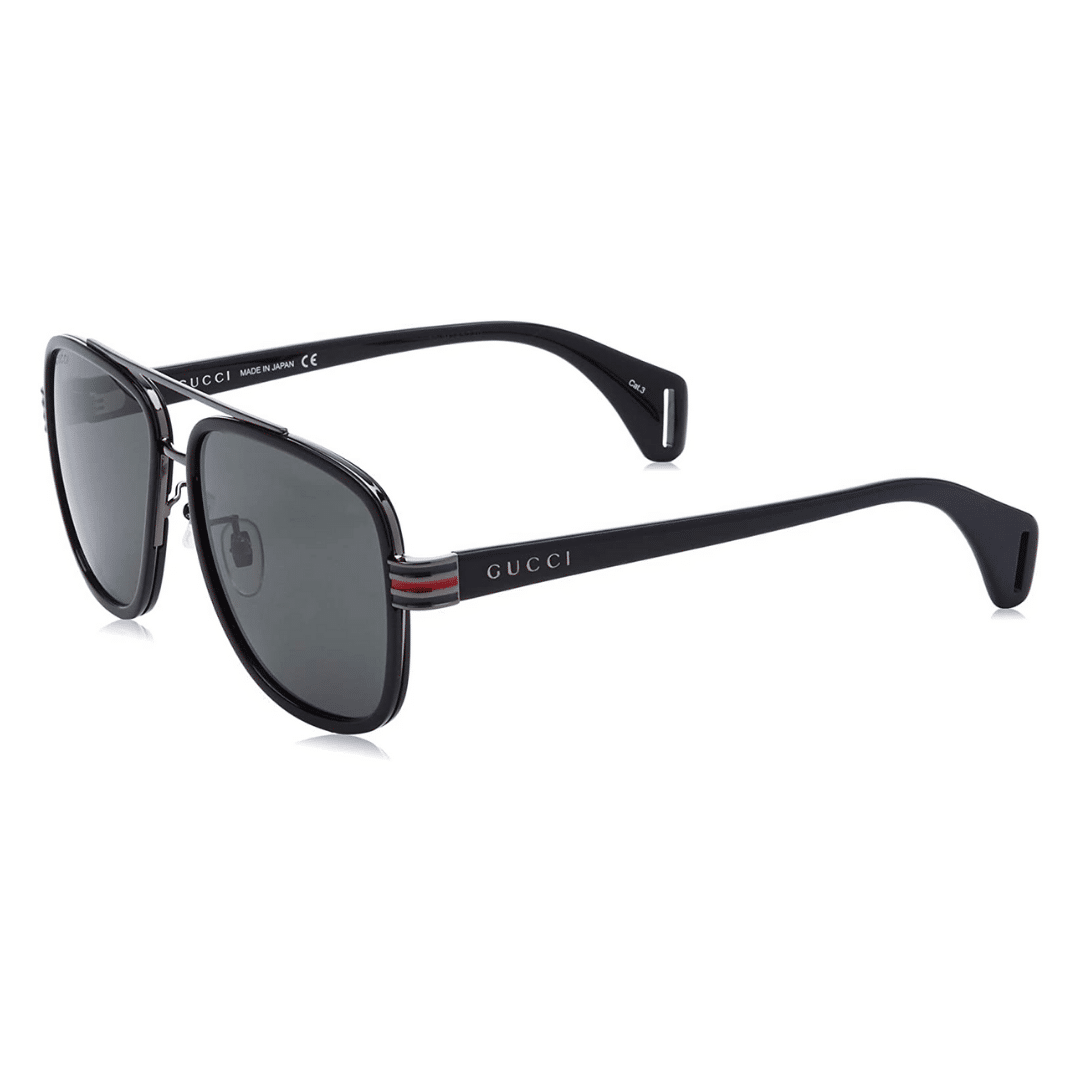 Lentes de sol GG0448S 001 Aviator Negro Gris Acetato