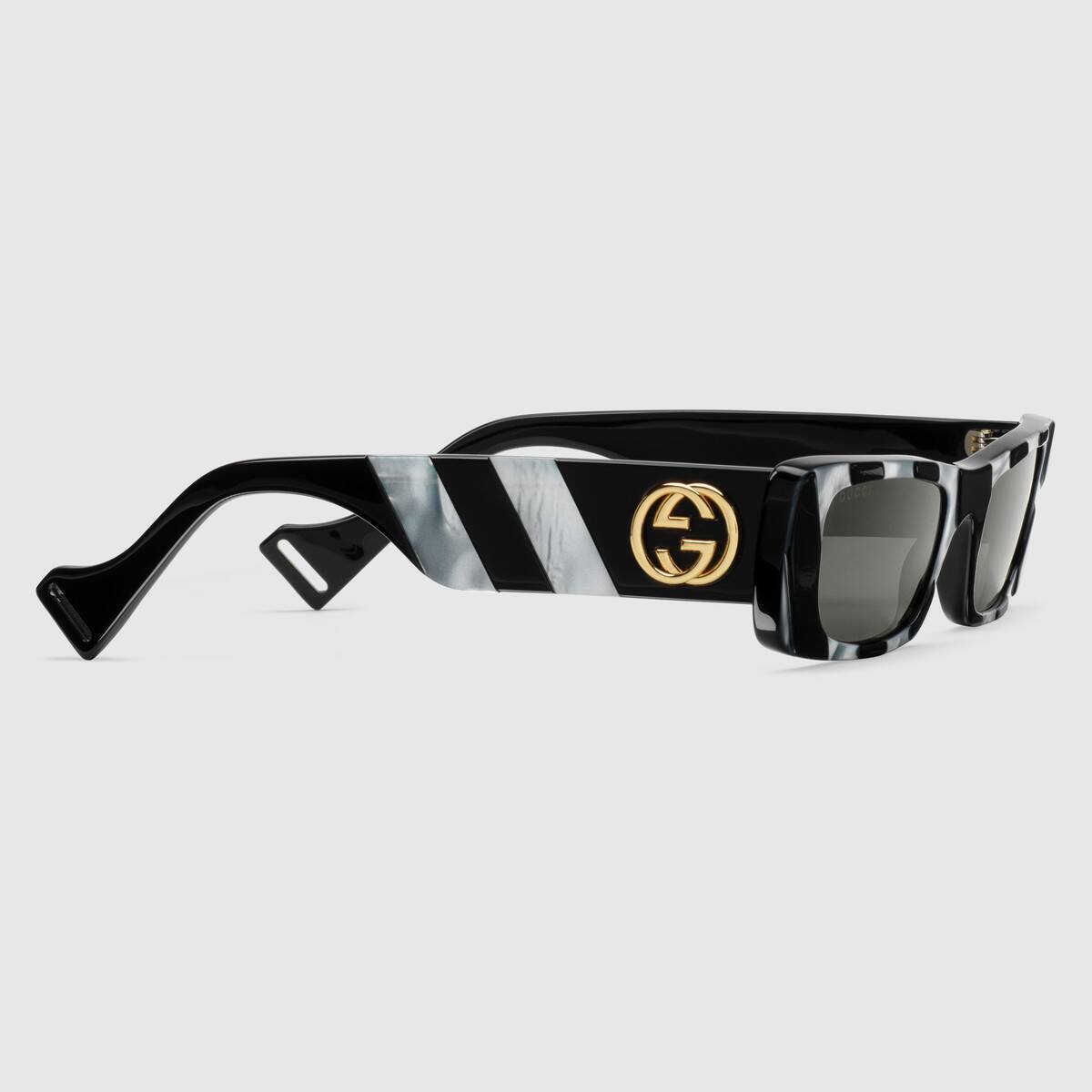 Lentes de sol GG0516S 011 Rectangle Shape Negro Blanco Zebra