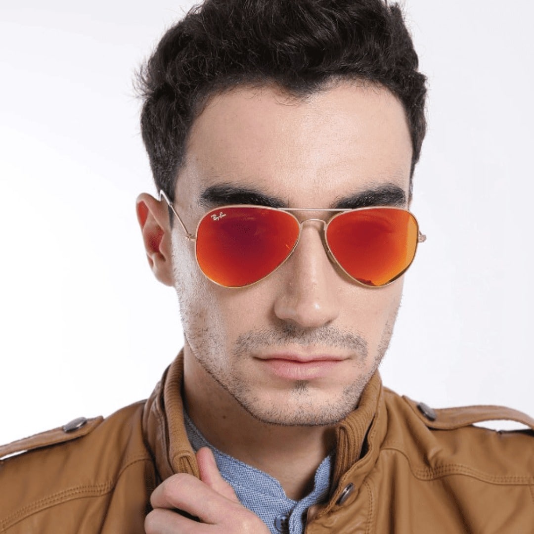 Lentes de sol RB3025 112/69 Aviator Rojo Espejo Dorado Piloto - Imagen 2