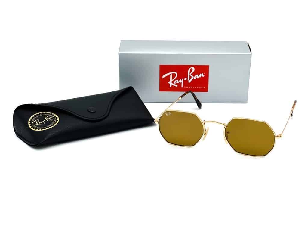 Lentes de sol RB3556N 001/33 Octagonal Flat Café B-15 Dorado - vista 2