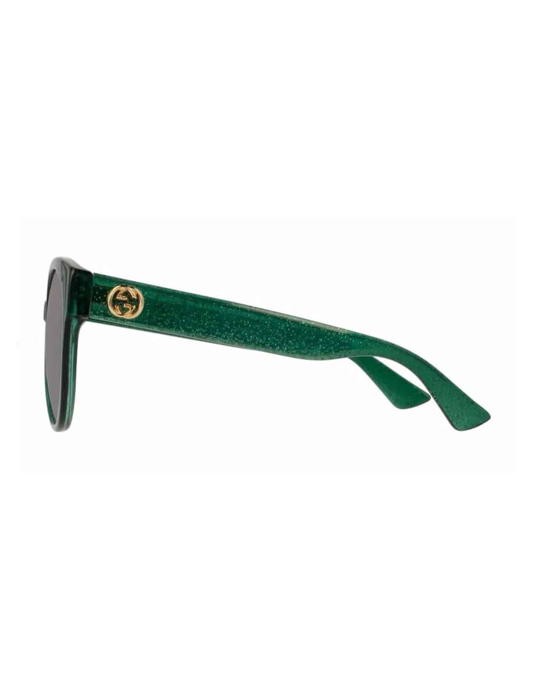 Lentes de sol GG0035S 006 Round Shape Verde Brillante Gris Degradado