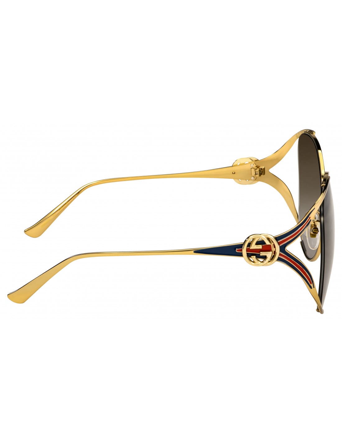 Lentes de sol GG0225S 002 Oval Oversized Cafe Degradado Dorado