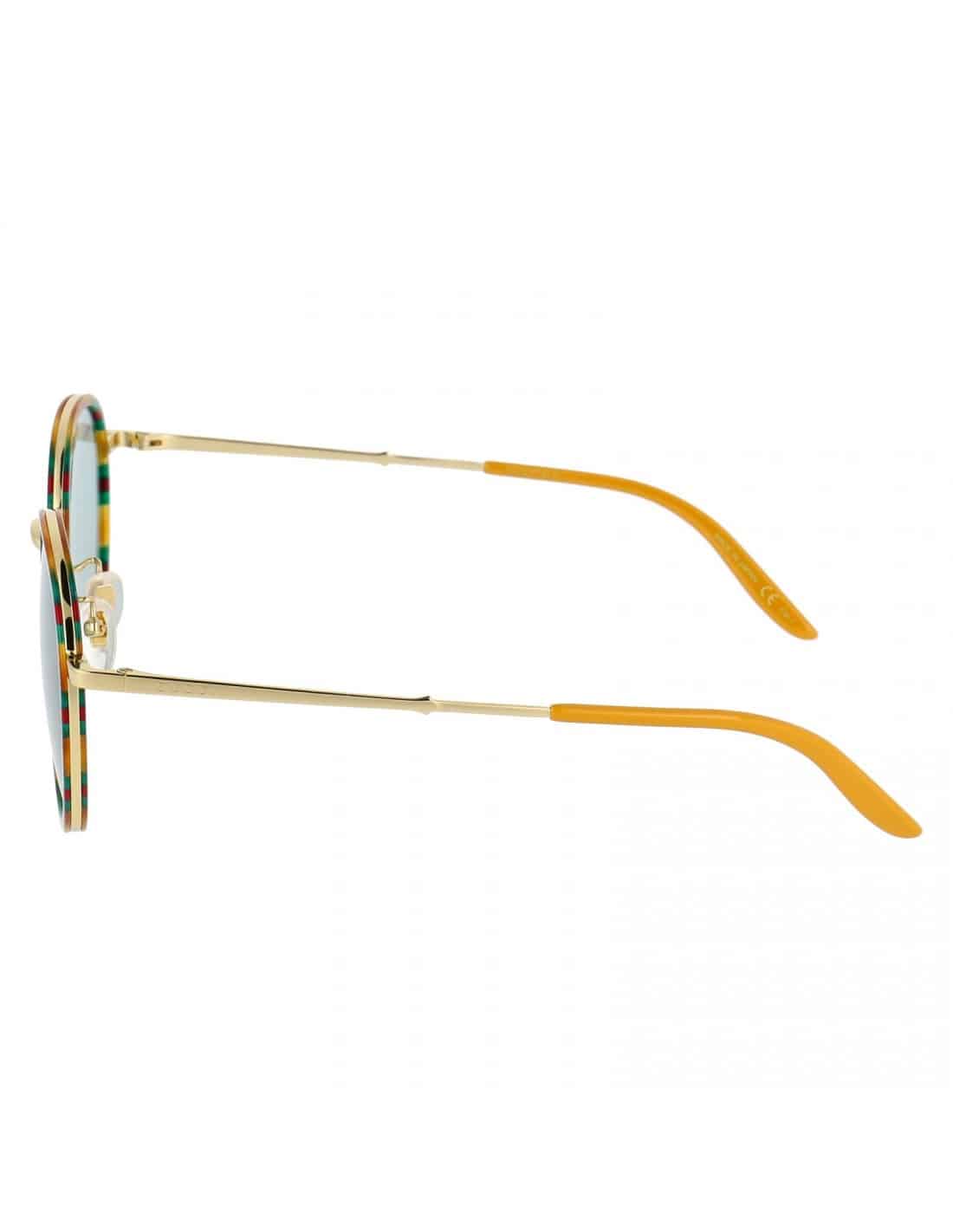Lentes de sol GG0677SK 004 Round Metal Carey Verde Naranja Gris