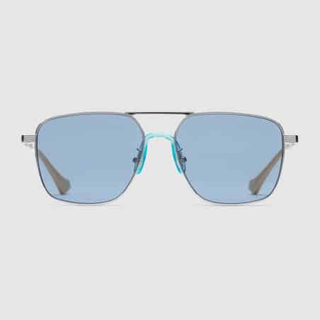 Lentes de sol GG0743S 003 Aviator Square Metal Azul Transparente Plata