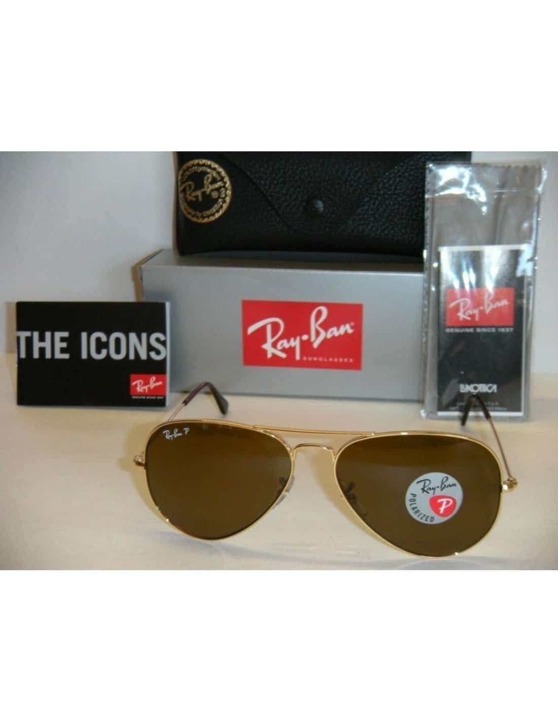 Lentes de sol Rb3025 001/57 Aviator B-15 Café Polarizado vista 2