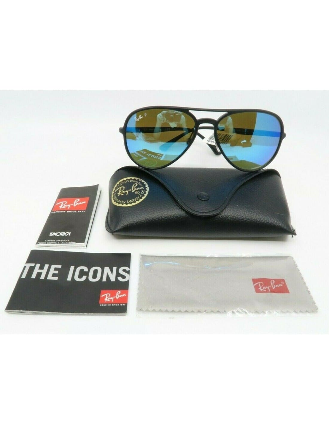 Lentes de sol RB4320-CH 601-S/A1 Aviator Chromance Azul Espejo Negro imagen 2