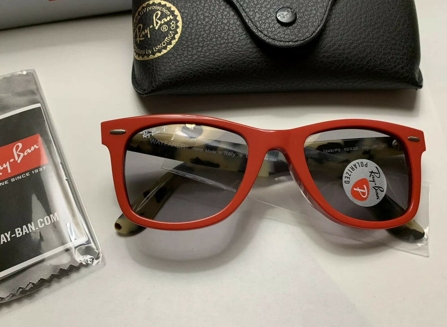 Lentes de sol Rb2140 1243p2 Wayfarer Polarizado Ciruela Rojo Carey - Vista 2