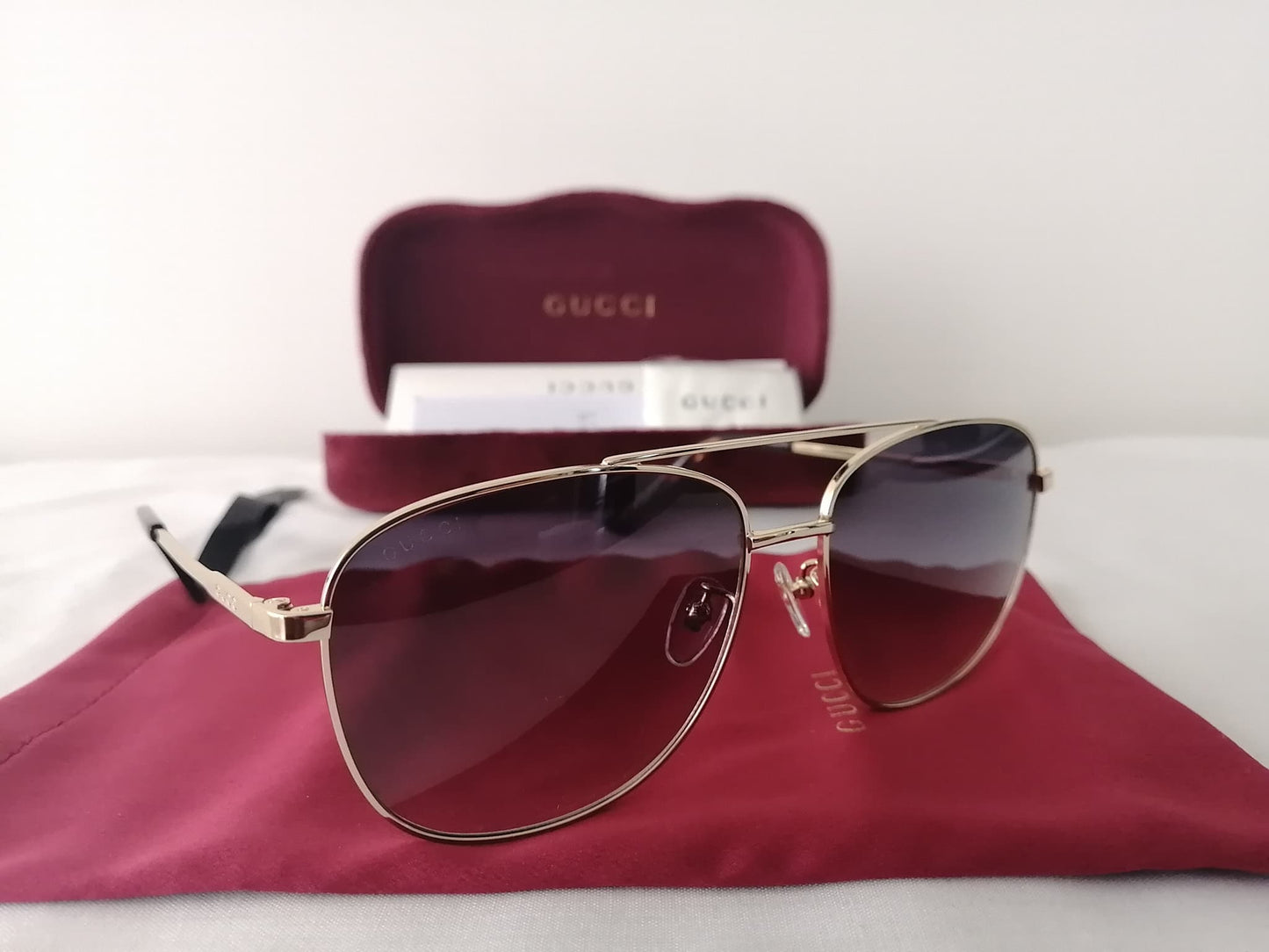 Lentes de sol GG0410SK 003 Aviator Gris Degradado Dorado