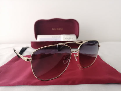 Lentes de sol GG0410SK 003 Aviator Gris Degradado Dorado