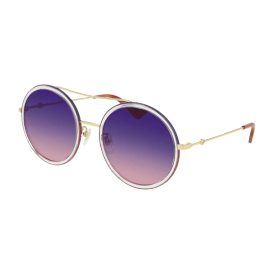 Lentes de sol GG0061S 023 Round Double Bridge Azul Vino Degradado Dorado