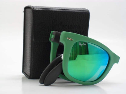 Lentes de sol Rb4105 6021/19 Wayfarer Folding Plegable Negro Verde Espejo - Vista 3