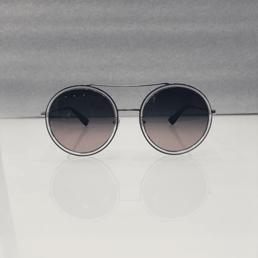 Lentes de sol GG0061S 023 Round Double Bridge Azul Vino Degradado Dorado imagen 2