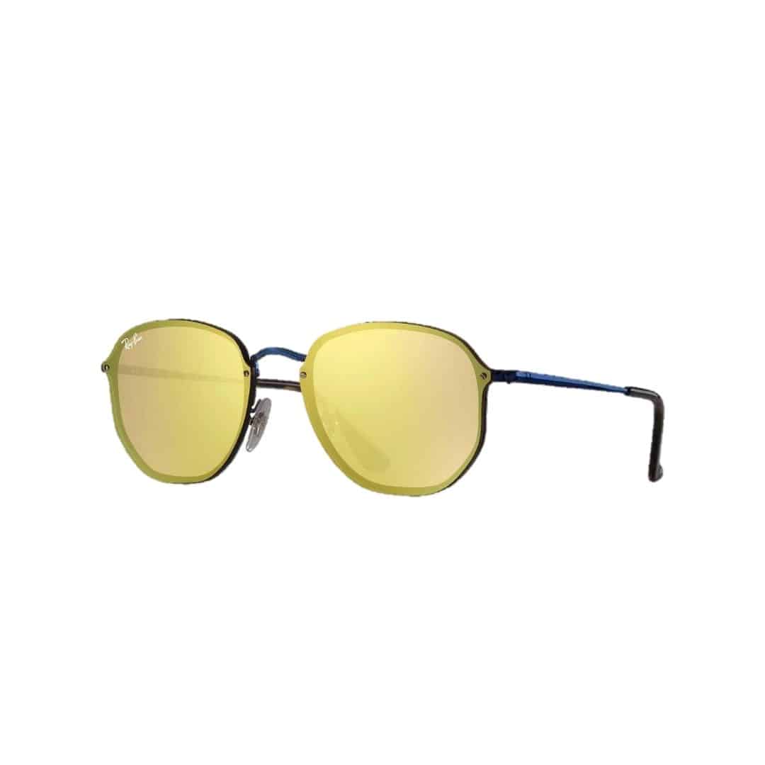 Lentes de sol Rb3579n 9038/7j Hexagonal Blaze Amarillo Espejo Azul