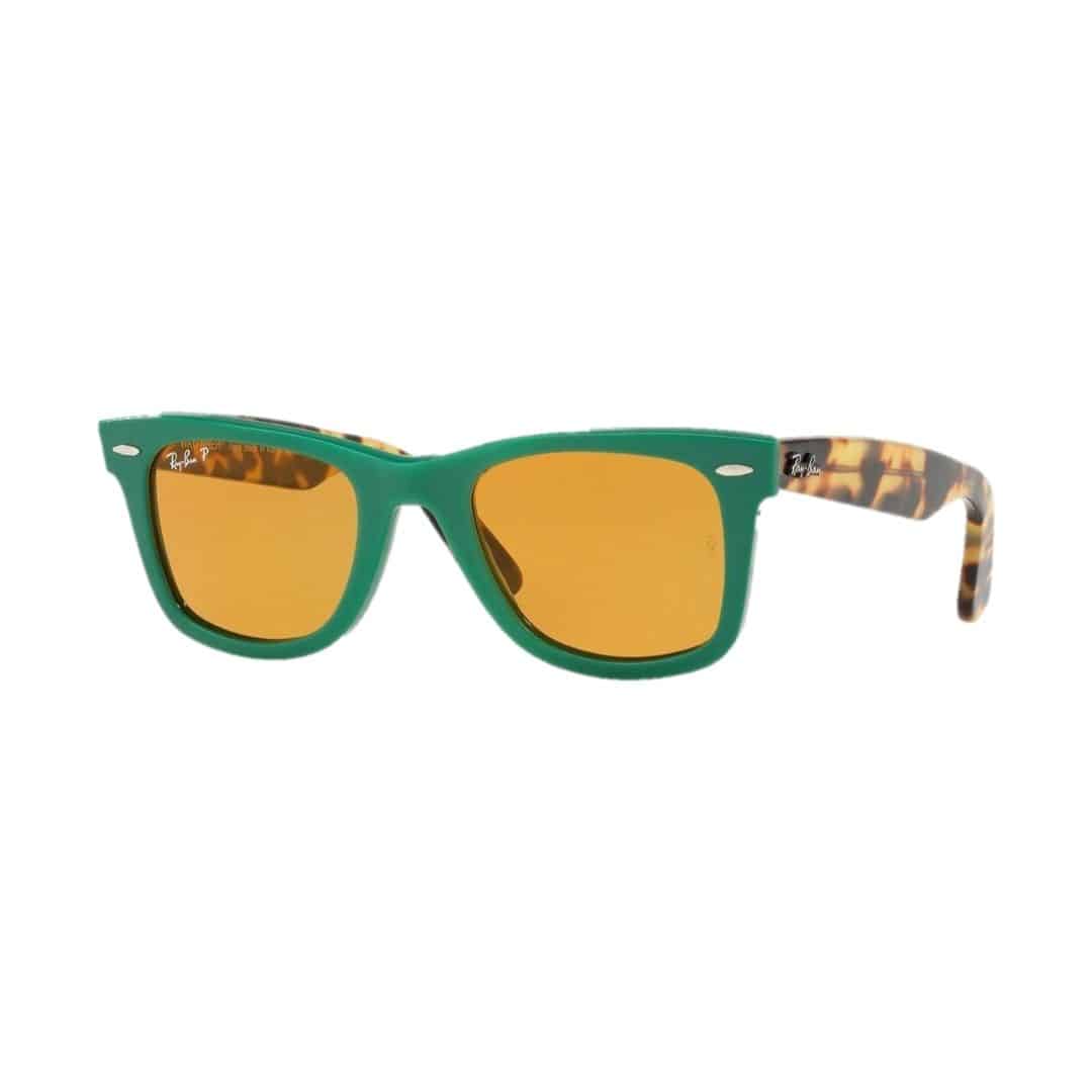 Lentes de sol Rb2140 1240n9 Wayfarer Polarizado Ámbar Verde Carey