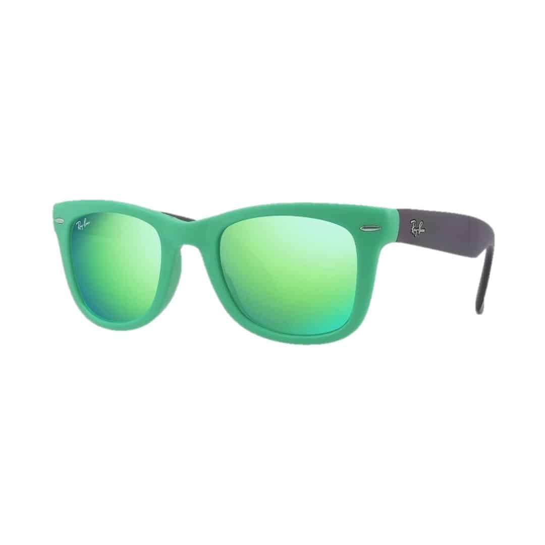 Lentes de sol Rb4105 6021/19 Wayfarer Folding Plegable Negro Verde Espejo