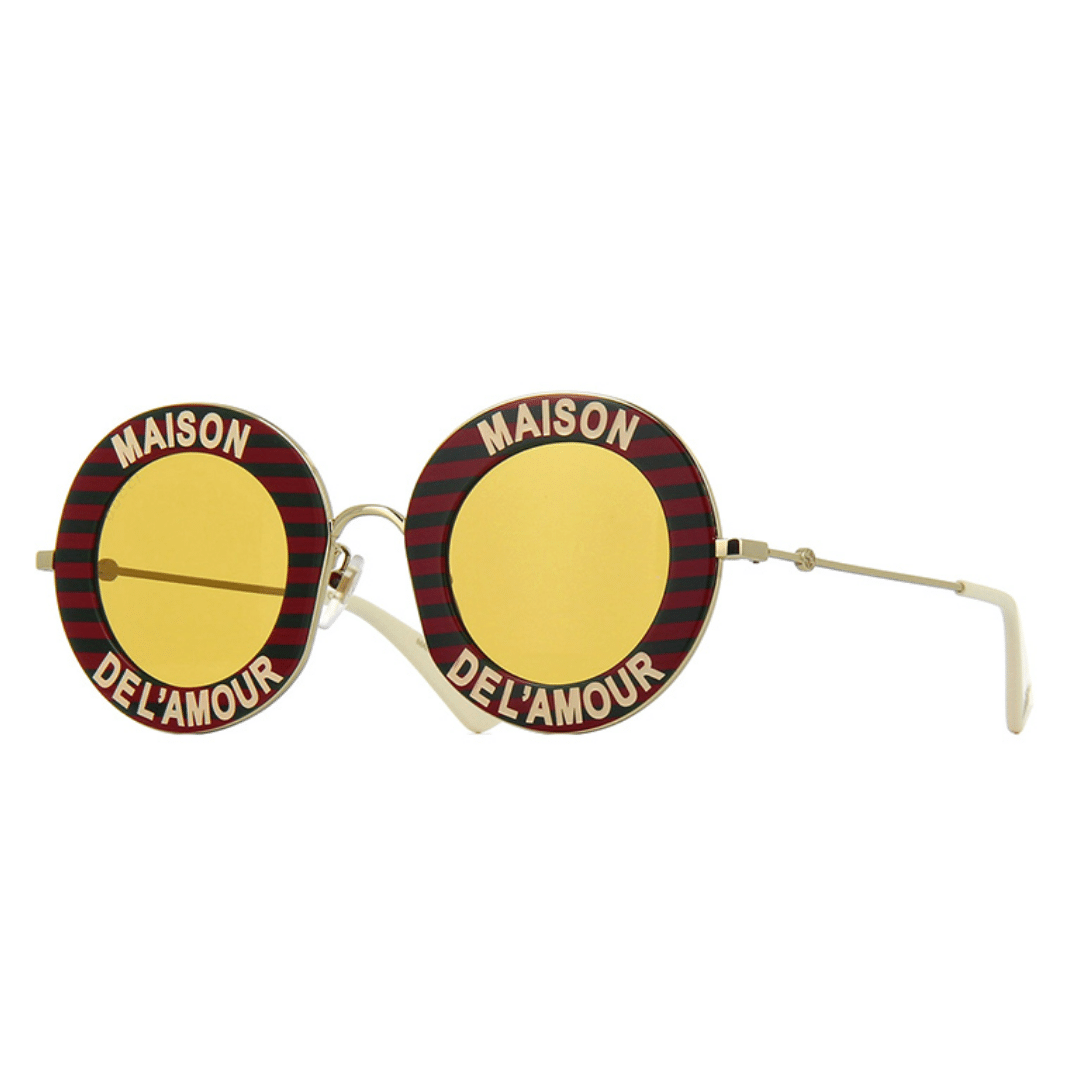 Lentes de sol GG0113S 007 Round Maison Del Amour Rojo Amarillo