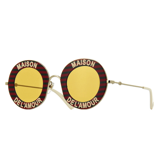 Lentes de sol GG0113S 007 Round Maison Del Amour Rojo Amarillo