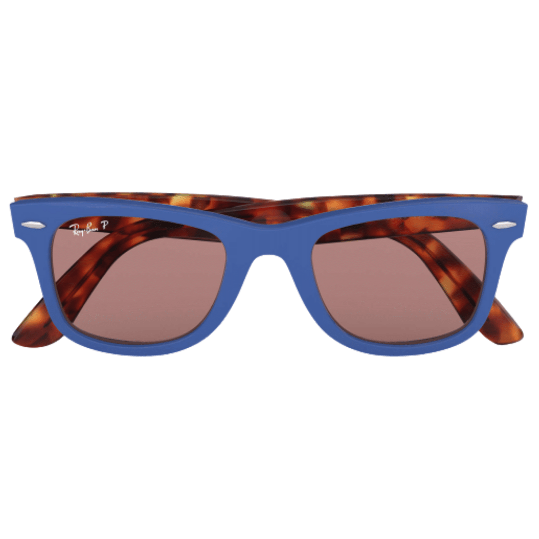 Lentes de sol Rb2140 1241w0 Wayfarer Polarizado Ciruela Azul Carey - Vista 2