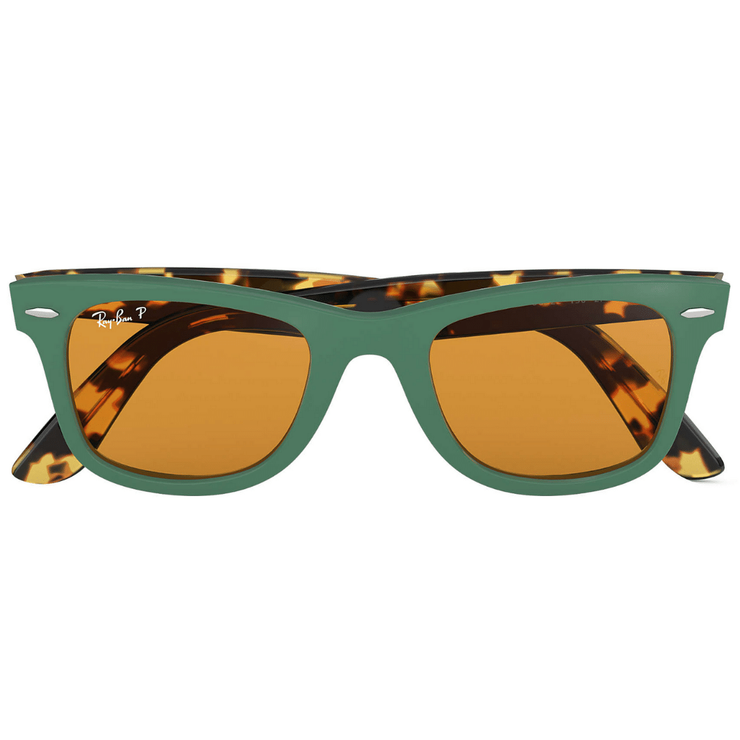 Lentes de sol Rb2140 1240n9 Wayfarer Polarizado Ámbar Verde Carey - Vista 2