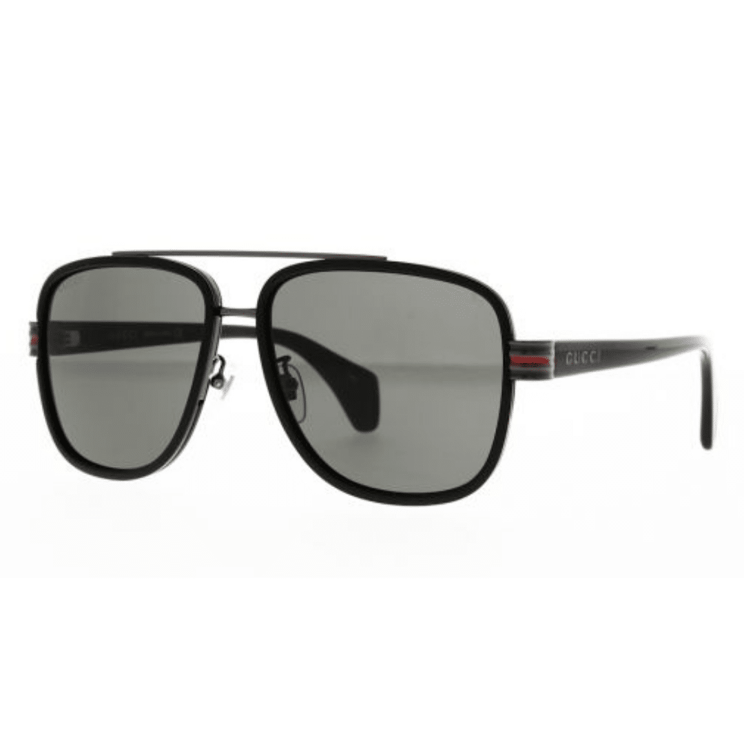 Lentes de sol GG0448S 001 Aviator Negro Gris Acetato