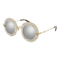 Lentes de sol GG0113S 003 Round L'aveugle Par Amour Plata Espejo
