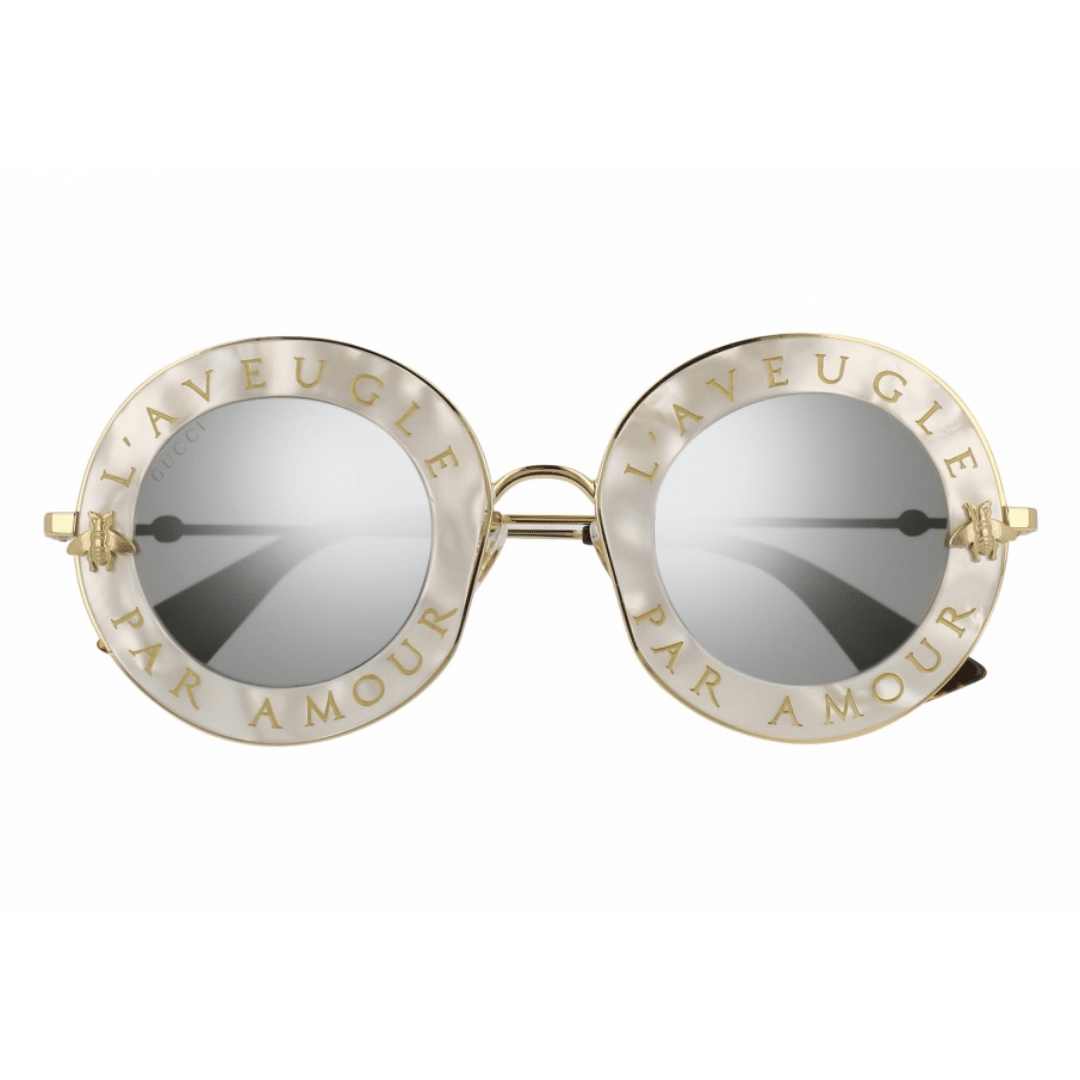 Lentes de sol GG0113S 003 Round L'aveugle Par Amour Plata Espejo