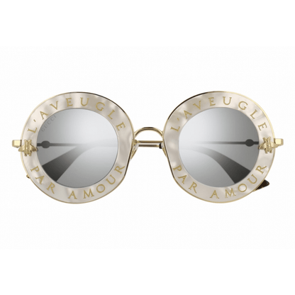 Lentes de sol GG0113S 003 Round L'aveugle Par Amour Plata Espejo