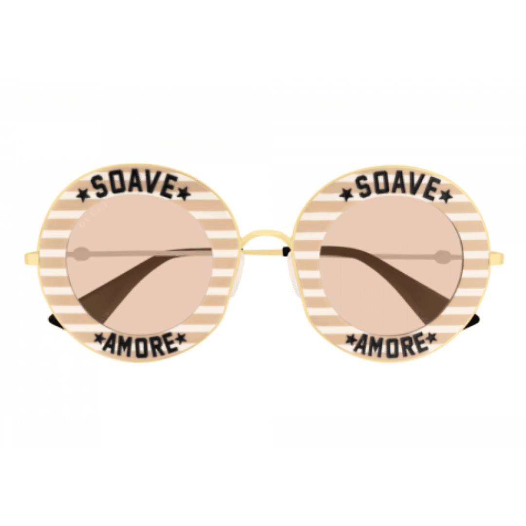 Lentes de sol GG0113S 009 Round Soave Amore Rosa Blanco