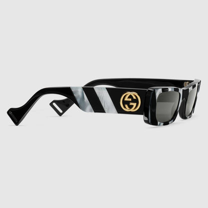 Lentes de sol GG0516S 011 Rectangle Shape Negro Blanco Zebra