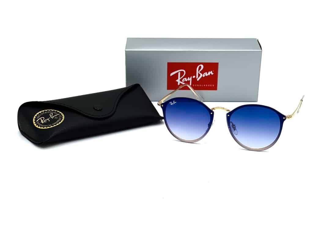 Lentes de sol RB3574N Round Metal Blaze Dorado Azul Degradado - vista 2