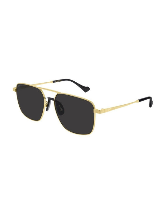 Lentes de sol GG0743S 001 Aviator Square Metal Negro Dorado