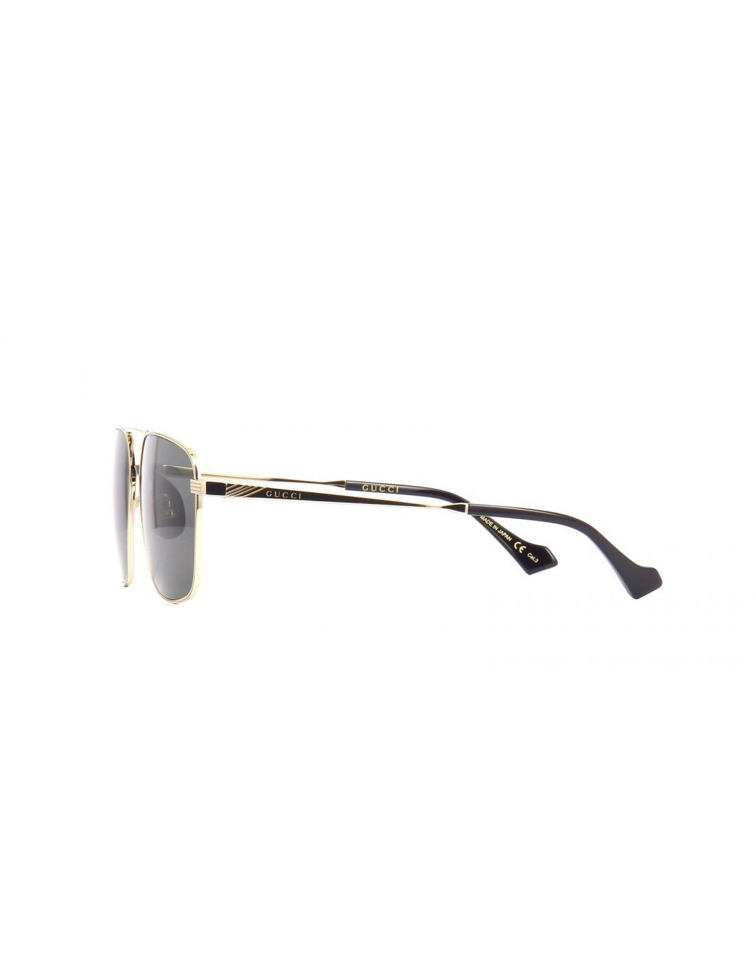 Lentes de sol GG0743S 001 Aviator Square Metal Negro Dorado