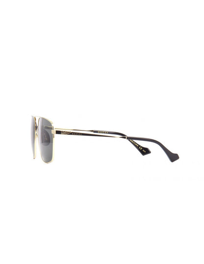 Lentes de sol GG0743S 001 Aviator Square Metal Negro Dorado