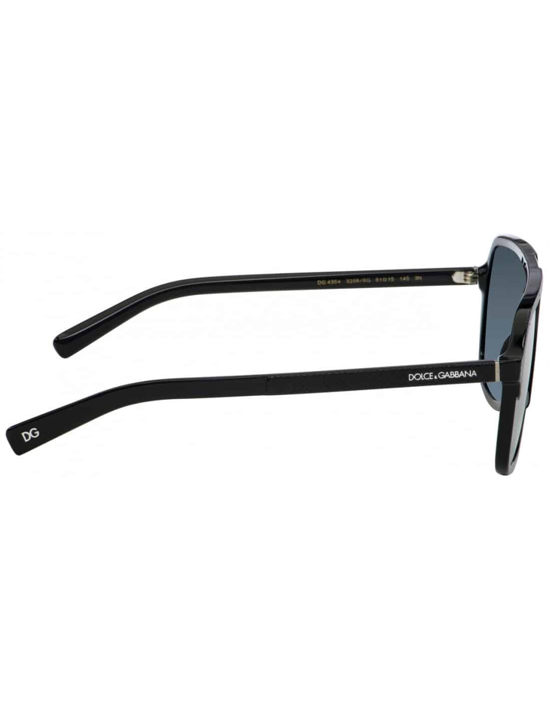 Lentes de sol DG4354 3298/6G Aviator Square Negro Mate Plata