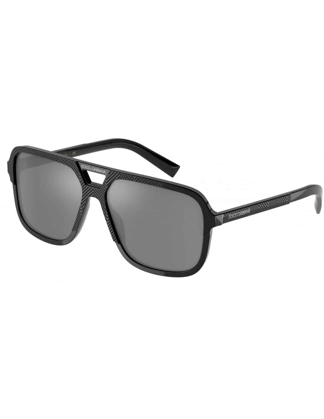 Lentes de sol DG4354 3298/6G Aviator Square Negro Mate Plata