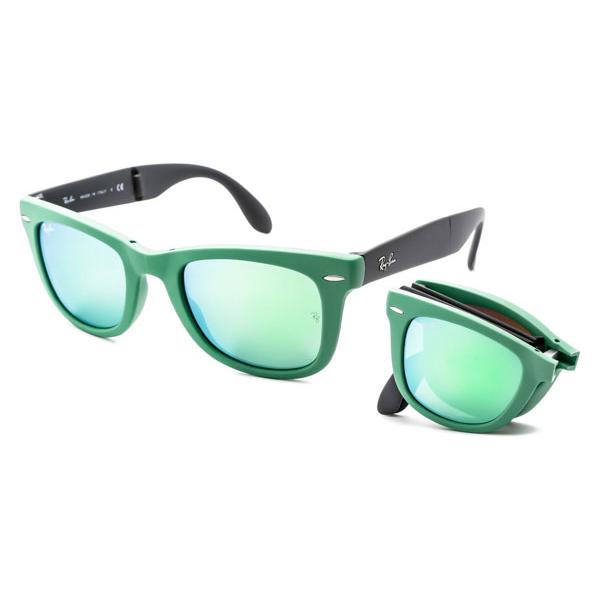 Lentes de sol Rb4105 6021/19 Wayfarer Folding Plegable Negro Verde Espejo - Vista 2