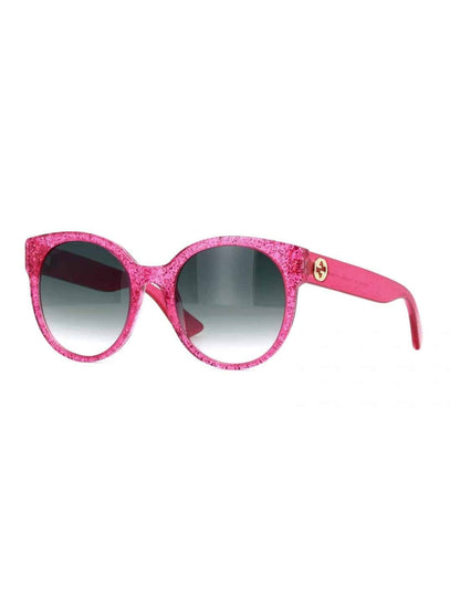 Lentes de sol GG0035S 005 Round Shape Rosa Brillante Gris Degradado