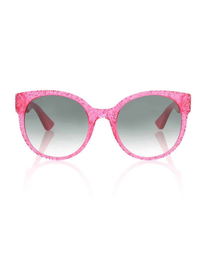 Lentes de sol GG0035S 005 Round Shape Rosa Brillante Gris Degradado