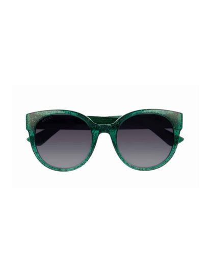 Lentes de sol GG0035S 006 Round Shape Verde Brillante Gris Degradado