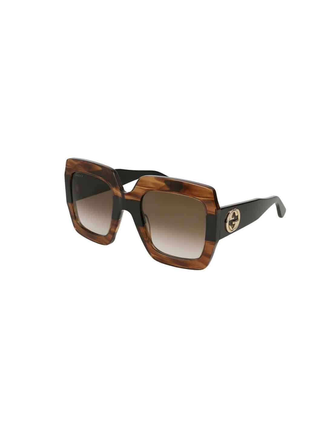 Lentes de sol GG0178S 004 Oversized Square Cafe Negro Degradado