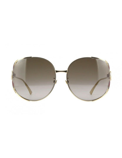 Lentes de sol GG0225S 002 Oval Oversized Cafe Degradado Dorado