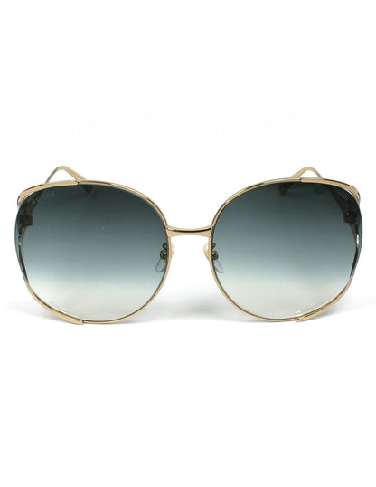 Lentes de sol GG0225S 004 Oval Oversized Azul Degradado Dorado