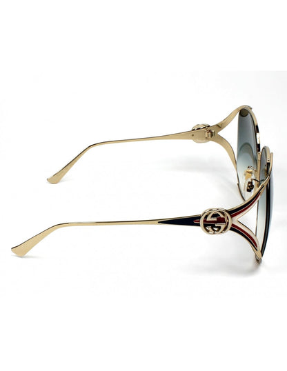 Lentes de sol GG0225S 004 Oval Oversized Azul Degradado Dorado