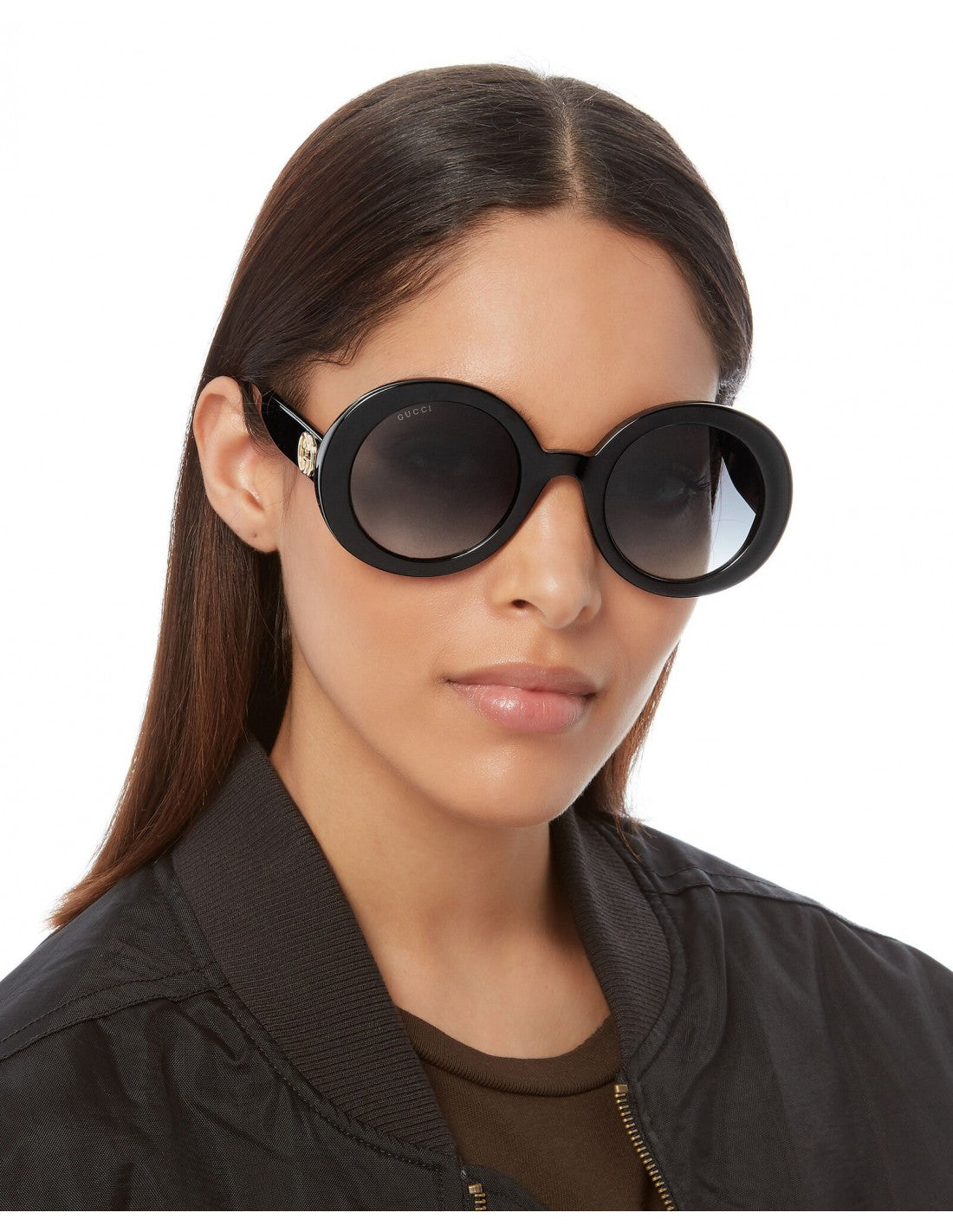 Lentes de sol GG0319S 001 Oval Round Fashion Negro Degradado Clasico
