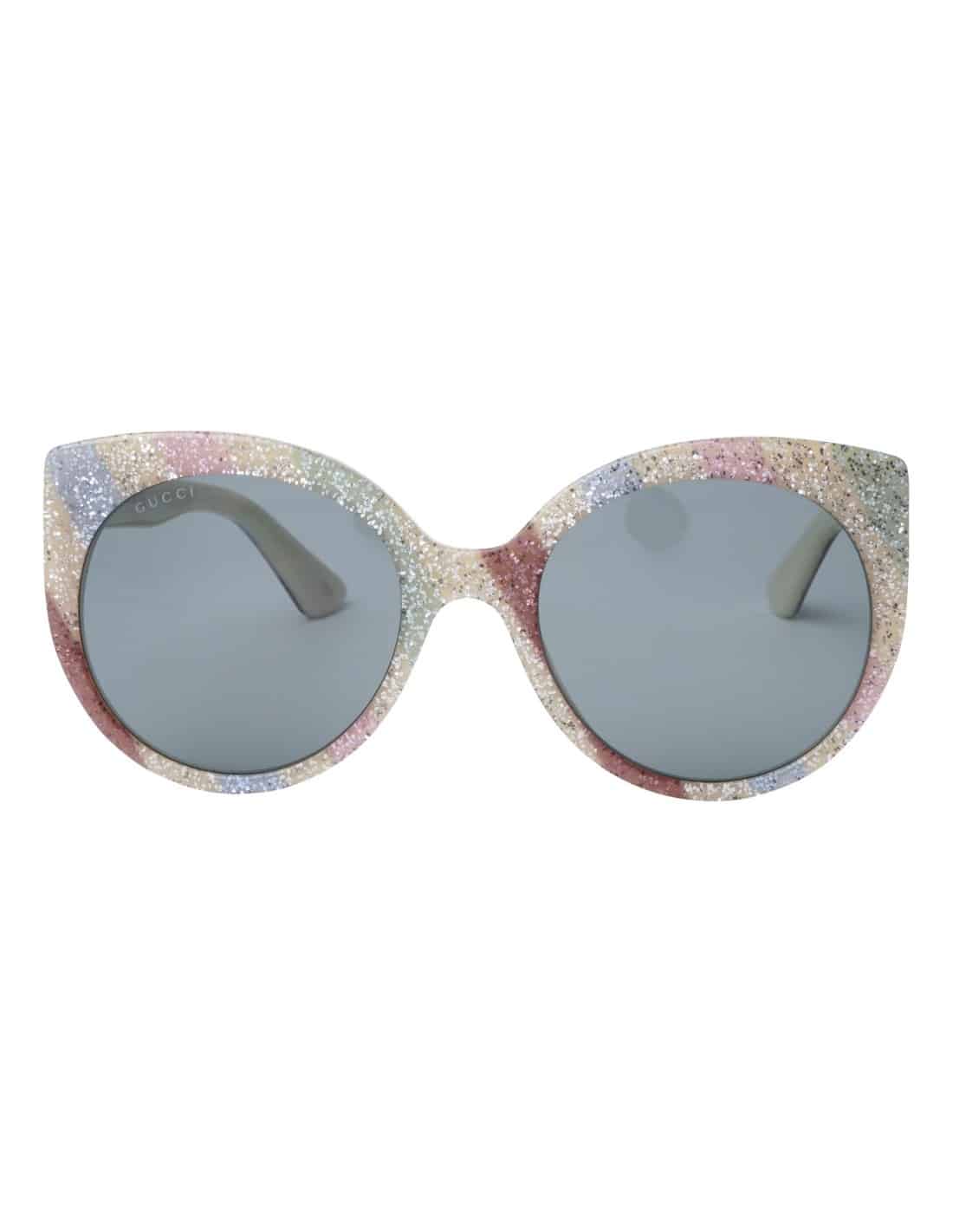 Lentes de sol GG0325S 004 Round Acetato Blanco Brillante Gris