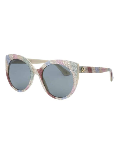 Lentes de sol GG0325S 004 Round Acetato Blanco Brillante Gris