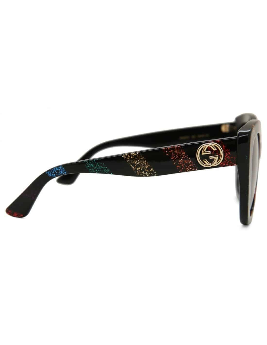 Lentes de sol GG0327S 003 Square Oversized Negro Rojo Azul